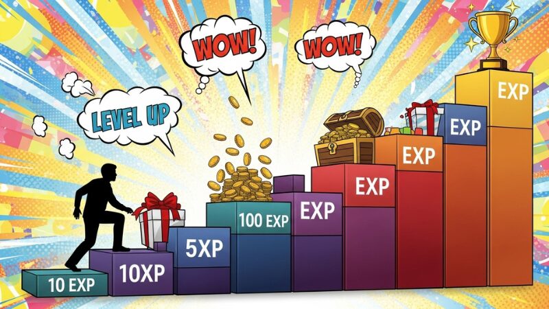 It seems that rewards are increasing as experience points accumulate, pop style