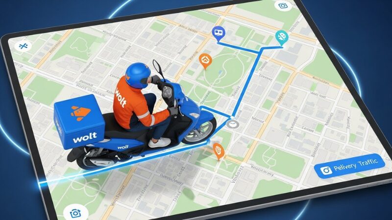 Wolt, motorbike, on map