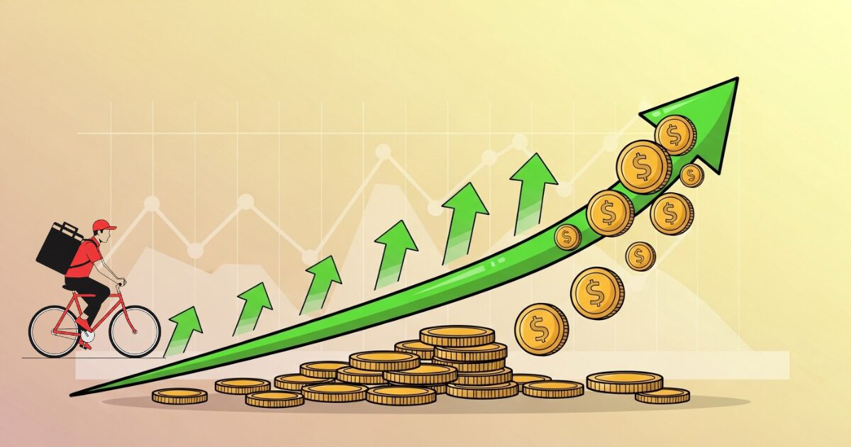 showing income increasing along a growth curve