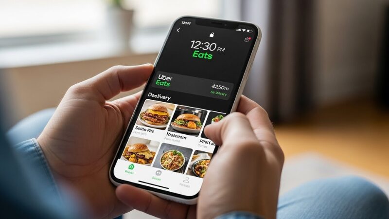 Order Uber Eats via smartphone between 11 a.m. and 1 p.m.
